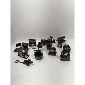 Lot of 13 Vintage Durham Ind Diecast Metal Miniatures 70’s Phone Horse Cannon….